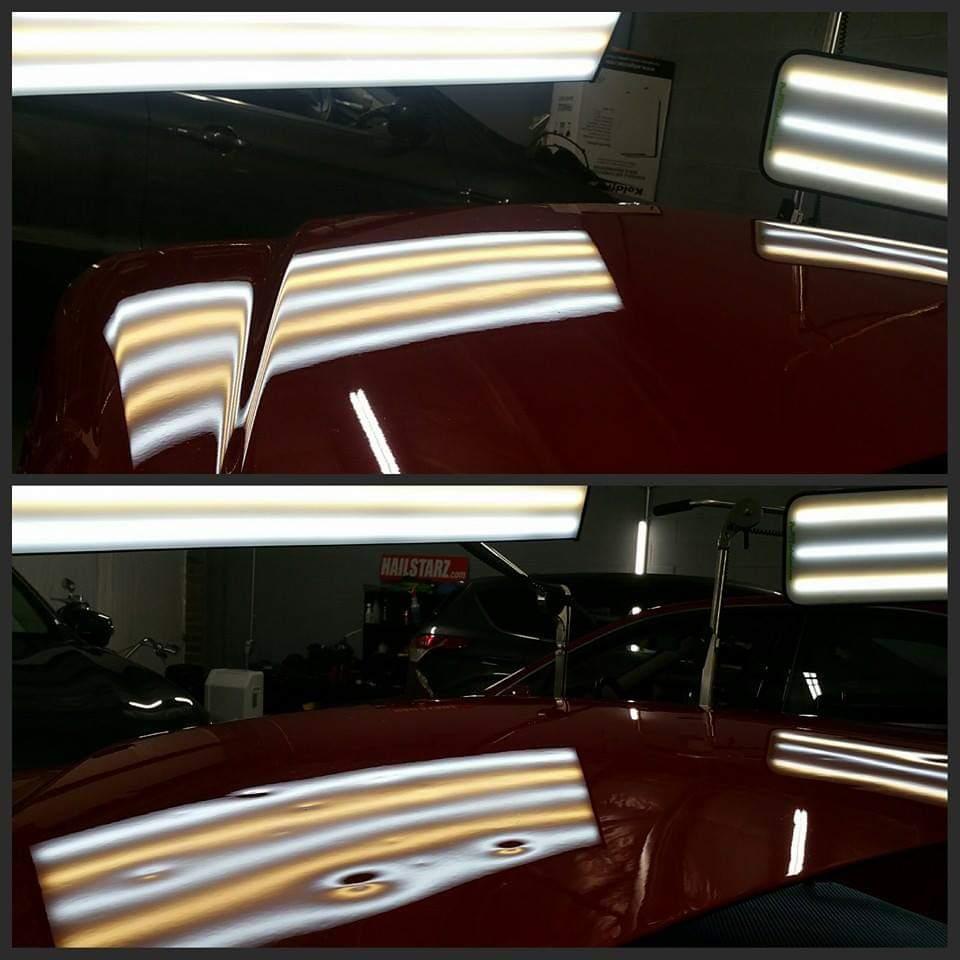 Before and after paintless dent repair at Dent Busters Tucson, Arizona